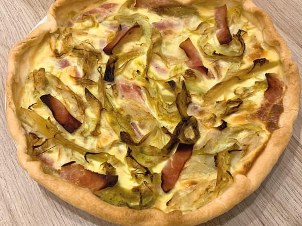 Tarte aux poireaux, boursin et au jambon blanc