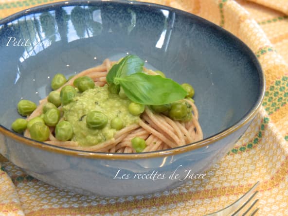 spaghettis au pesto de petits pois
