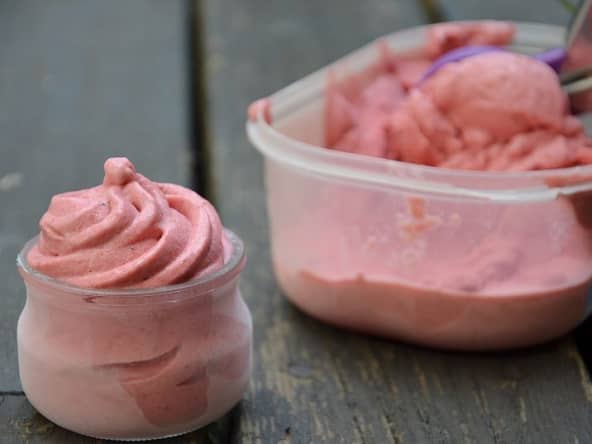 Glace fraise et menthe au mascarpone