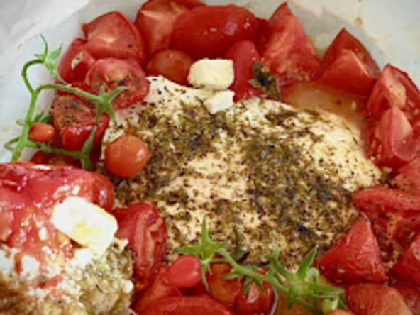 Papillote de feta grecque au zaatar et tomates cerises