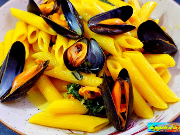 Penne aux moules et vert de blettes