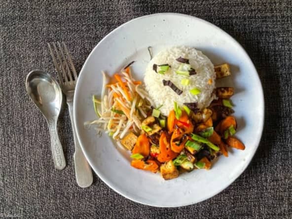 Carottes et tofu au piment d'Espelette
