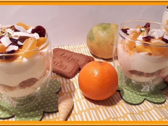 Crème nuage à la mangue, clémentine et spéculoos