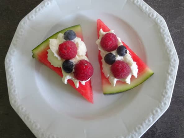 Pastèque aux myrtilles et framboises