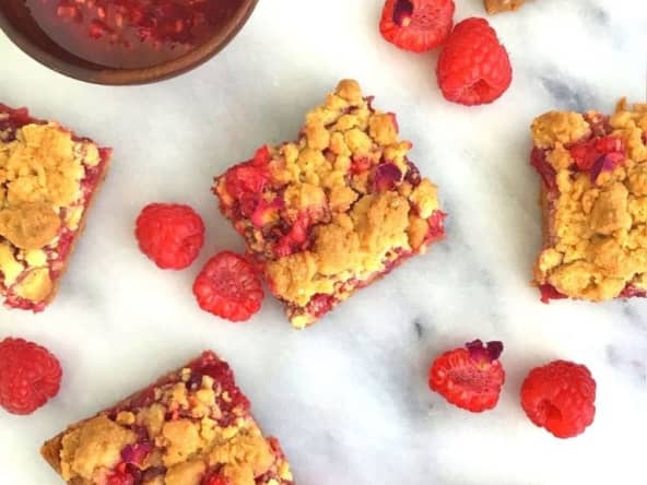 Barres crumble aux framboises et Halva d'après une rectte de Yotam Ottolenghi