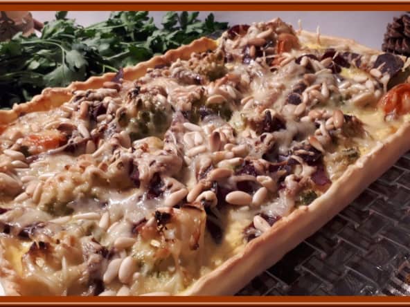 Tarte au chou romanesco et viande de grison