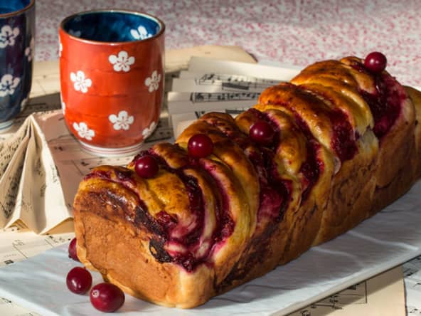 Babka aux canneberges fraiches et sirop d'érable