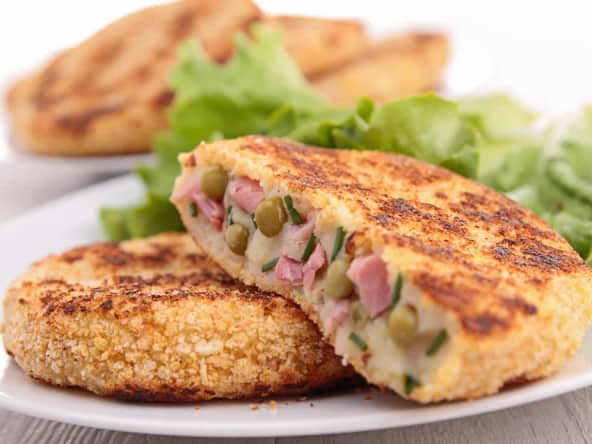 Galettes de pommes de terre au jambon