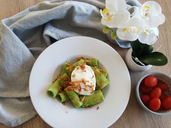 Pâtes au pesto de roquette et mozza