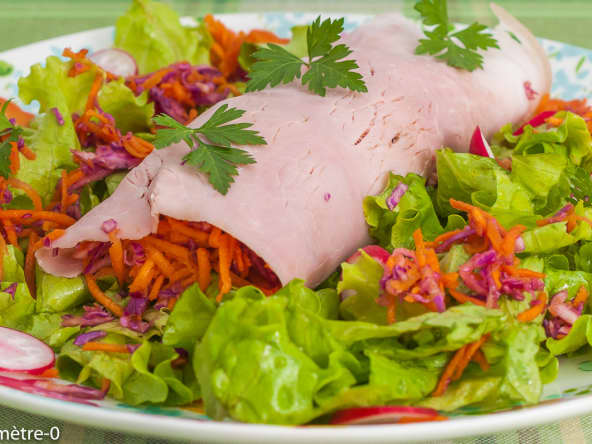 Roulé de jambon blanc au chou rouge et carotte