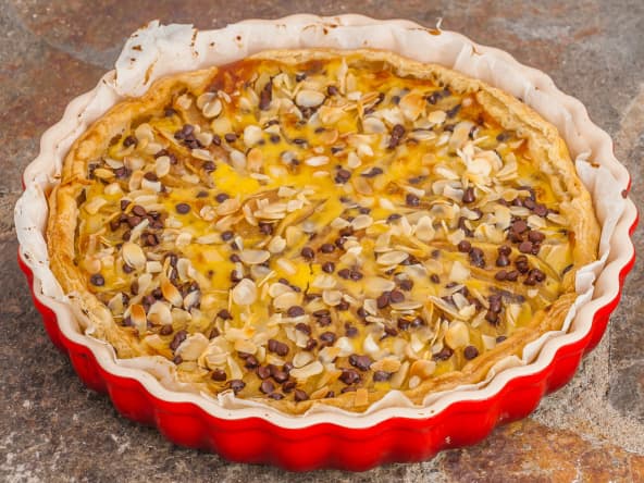 Tarte aux poires, amandes et chocolat