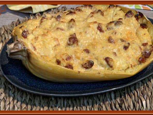 Gratin de courge spaghetti au chorizo