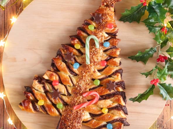 Sapin feuilleté au chocolat pour un goûter festif