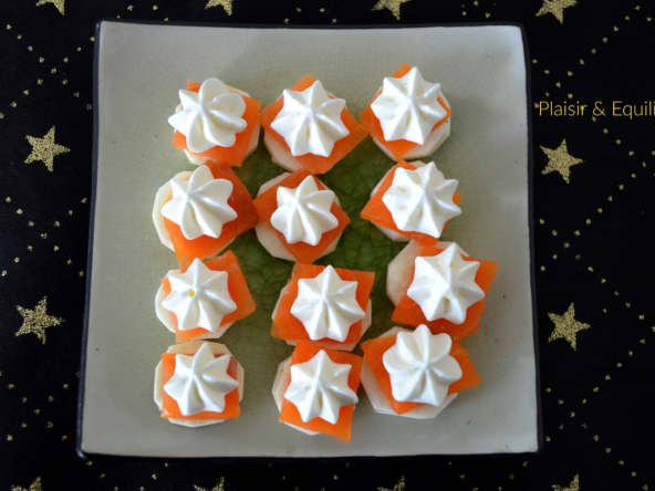 Bouchées de cerfeuil tubéreux, truite fumée et chantilly au citron pour les fêtes