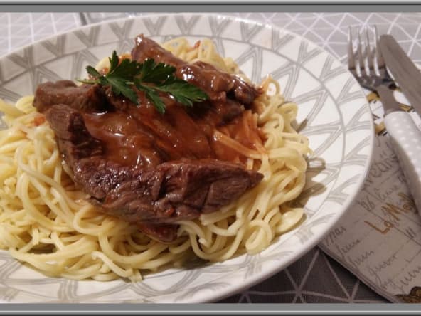 Sauté de boeuf à la sauce piment ail et gingembre