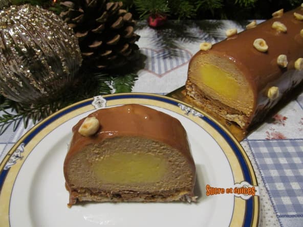 Bûche mousse au praliné et insert citron pour les fêtes