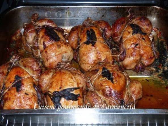 Coquelets farcis au riz sauvage et amandes