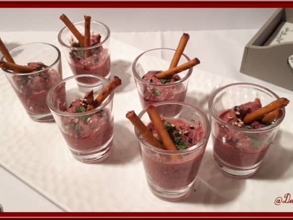 Verrines de betterave rouge et fromage blanc