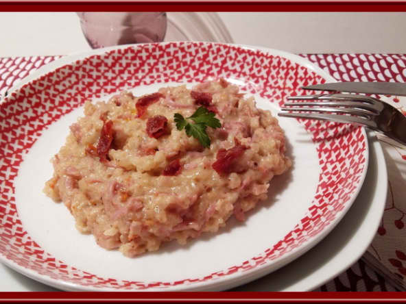 Risotto au jambon et tomates séchées