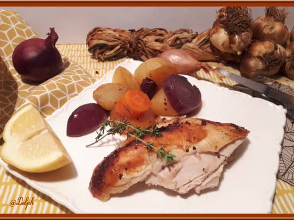 Poulet rôti au four au thym et citron