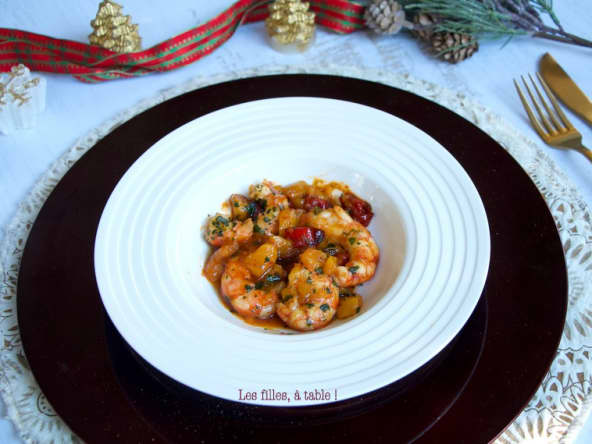 Gambas sautées à la mangue