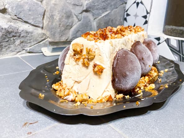 Bûche glacée vanille, châtaignes et noix pour les fêtes