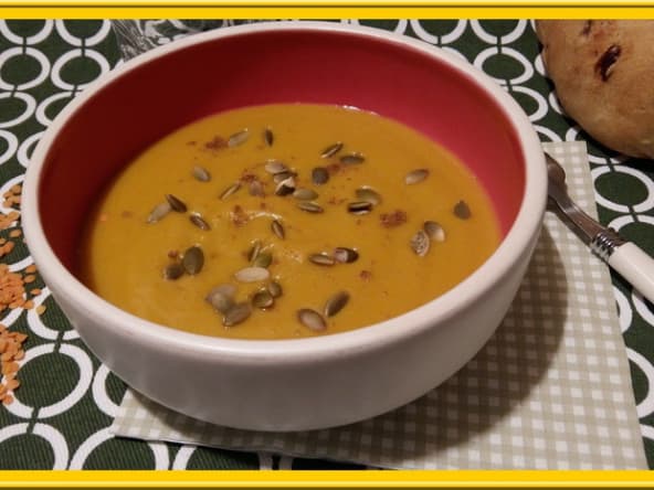 Velouté de lentilles corail et potimarron