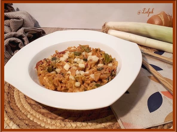 One pot pasta aux poireaux et chorizo (pâtes)