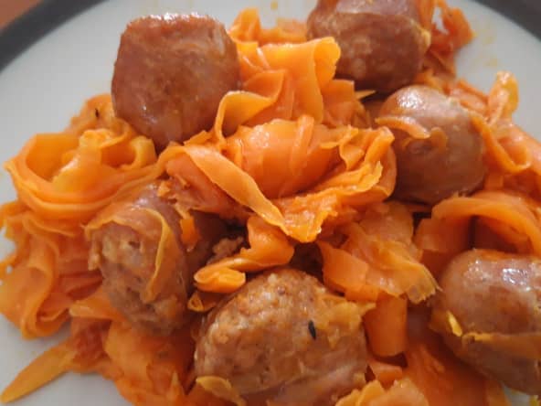 Tagliatelles de carottes au Chorizo frais