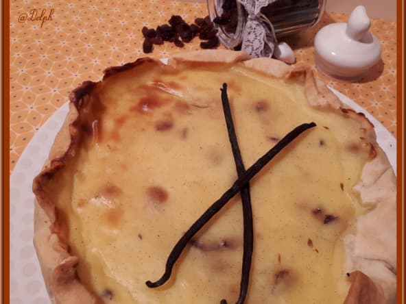 Flan vanillé aux raisins secs