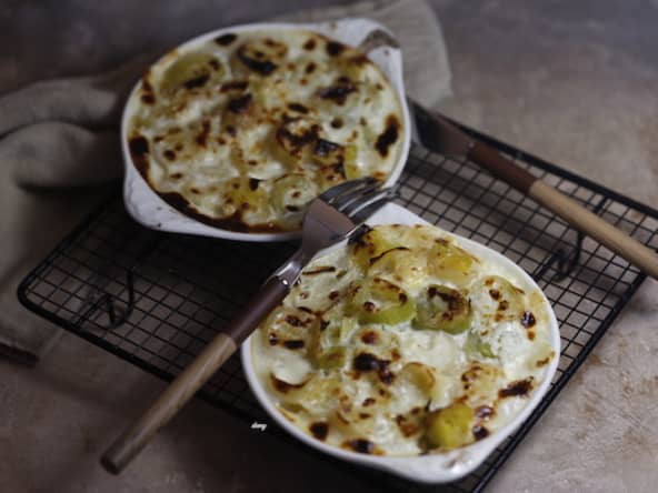 Gratins de poireaux à la crème de fromages