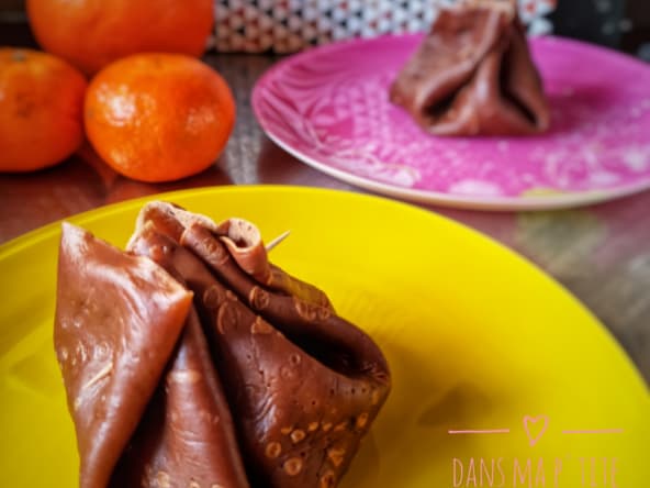 Aumônière de crêpes chocolat clémentine et orange curd