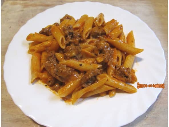 Penne au boeuf haché et fromage