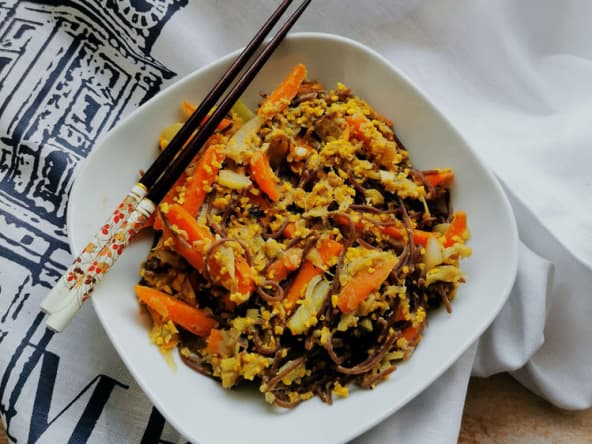 Nouilles sautées au fenouil et à la carotte