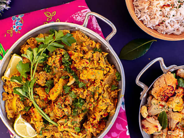 Masoor dal de lentilles corail à la mangue et chou-fleur rôti