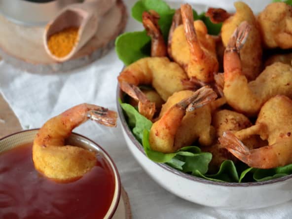 Beignets de crevettes au curry et à la bière