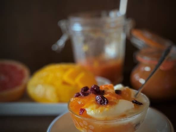 Confit de mangue au pamplemousse