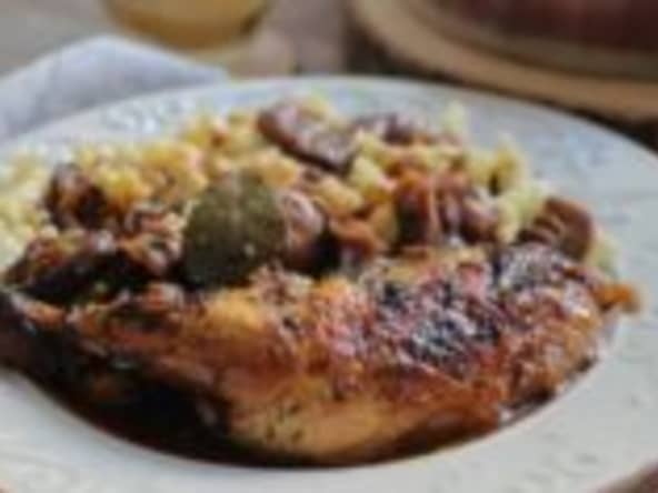 Poulet aux champignons et au vin blanc