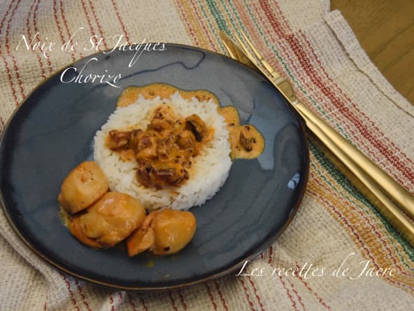 Noix de St Jacques à la crème et au chorizo