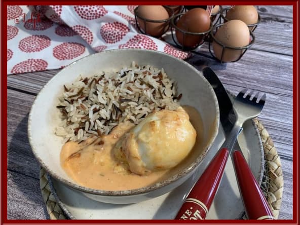 Gratin d’oeufs durs à la sauce aurore