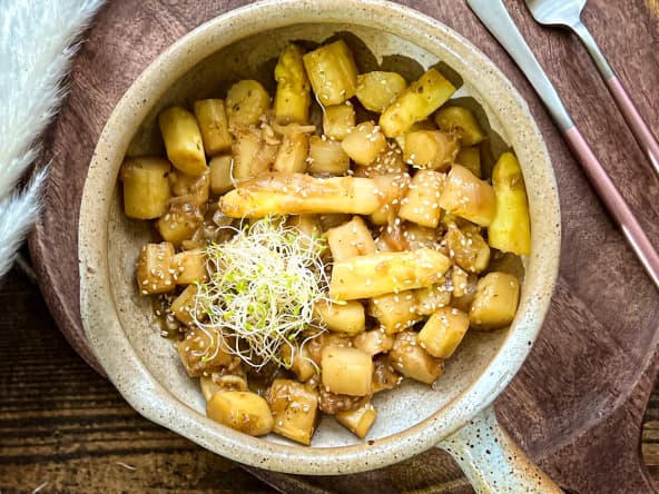 Asperges blanches caramélisées