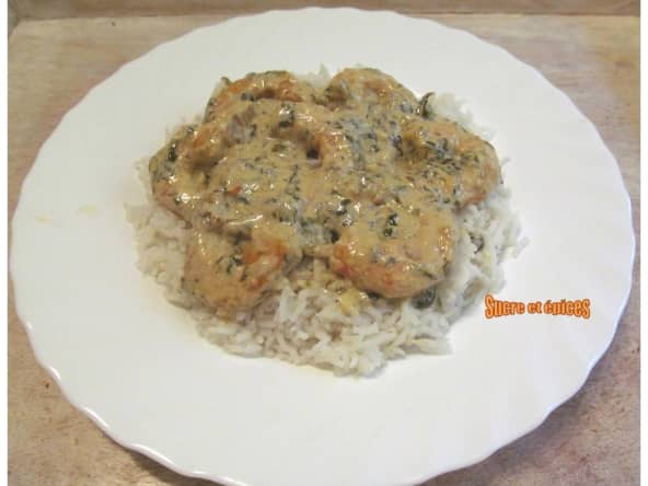 Crevettes roses en sauce crémeuse à l'oseille