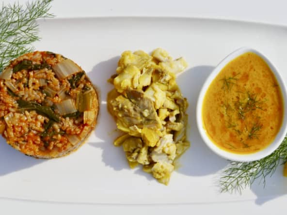 Cuisine alcaline : pilaf, blettes, lieu noir, crème d'aneth