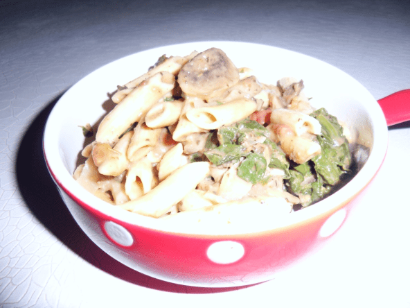 One pot pasta aux épinards, champignons et parmesan