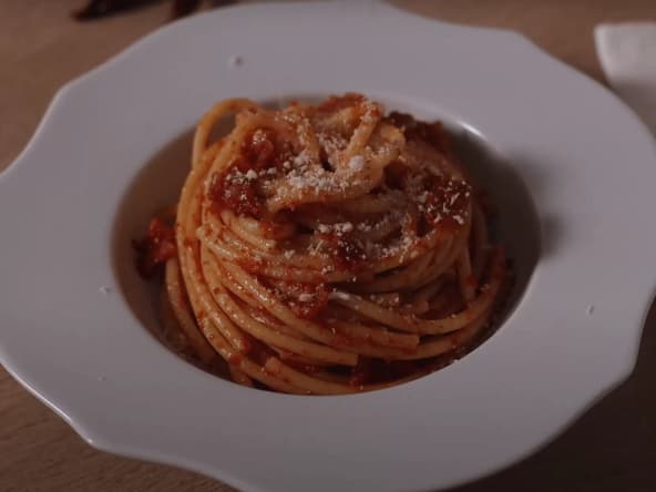 Spaghetti all'amatriciana - Recette Italienne de pâtes