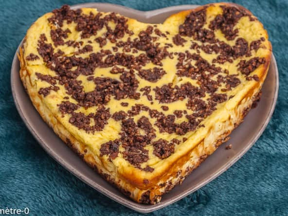 Cheesecake au fromage frais, base chocolat amandes