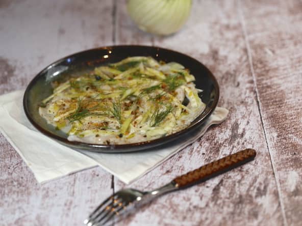Carpaccio de filet de loup au fenouil et limoncello