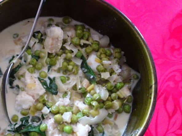 Blanquette de poisson aux légumes verts