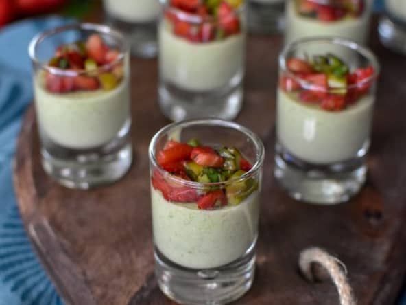 Panna cotta asperge vertes et gorgonzola ~ Fraises vinaigre balsamique