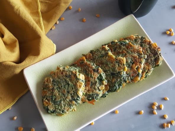 Galettes épinards, maïs et fromage faciles et rapides